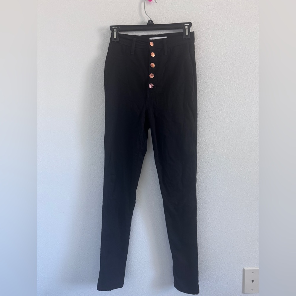 Vibrant M.I.U Black High-Waisted Skinny Pants with Button Fly – Women’s Size 3